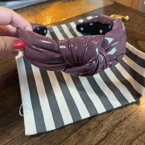 Lele Sadoughi Plum Faux Leather Knotted Headband